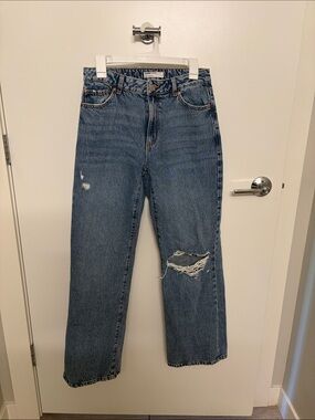 Garage Wide Leg Distressed Jeans - Blue